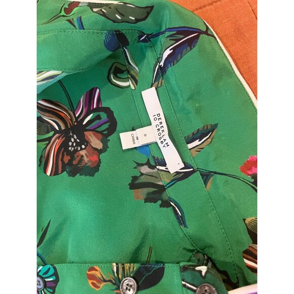 Derek Lam 10 Crosby Emerald Green Floral Button Down Silk Dress  Size 0 Womens - Picture 6 of 11